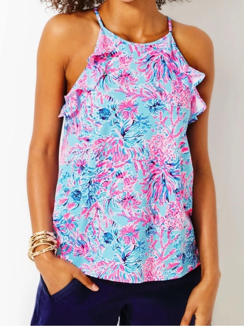 Lilly Pulitzer Billie Tank in Celestial Blue in Seek and Sea